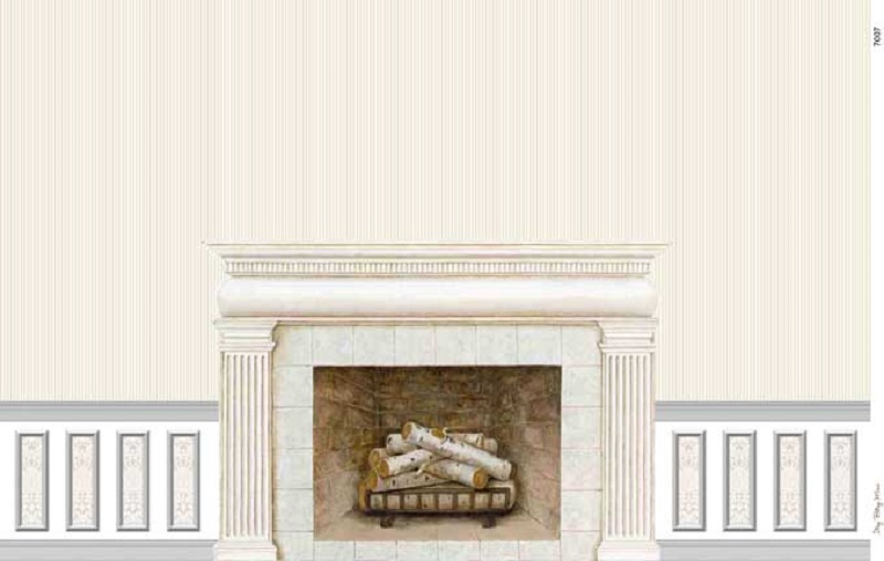 Dollhouse Wallpaper Fireplace Mural