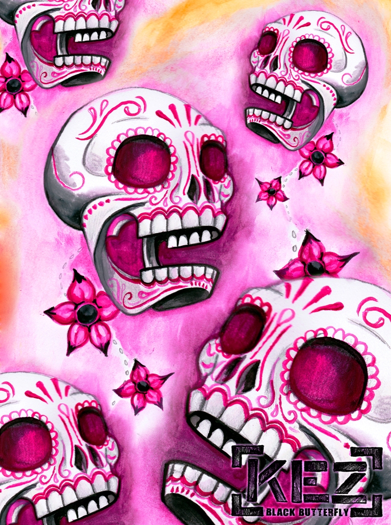 Pink Sugar Skull Wallpaper Pink sugar skulls by feardakez