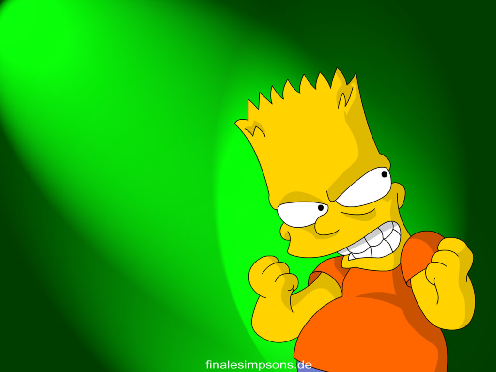 Wallpaper De Bart Enojado Mostrando Los Dientes Con Fondo Verde