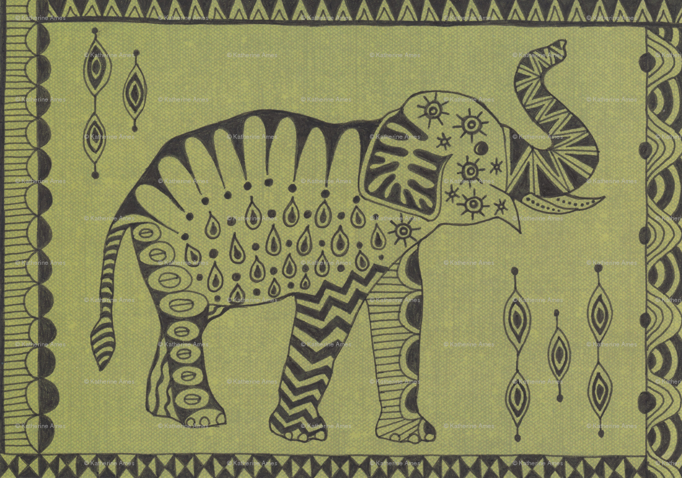 Aztec Elephant Wallpaper African