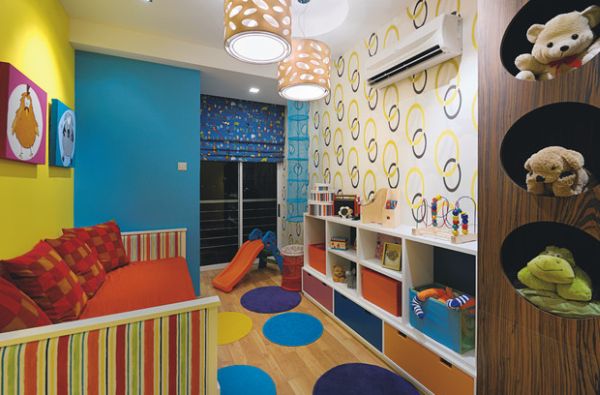 Colorful Wallpaper Idea For Kids Playroom