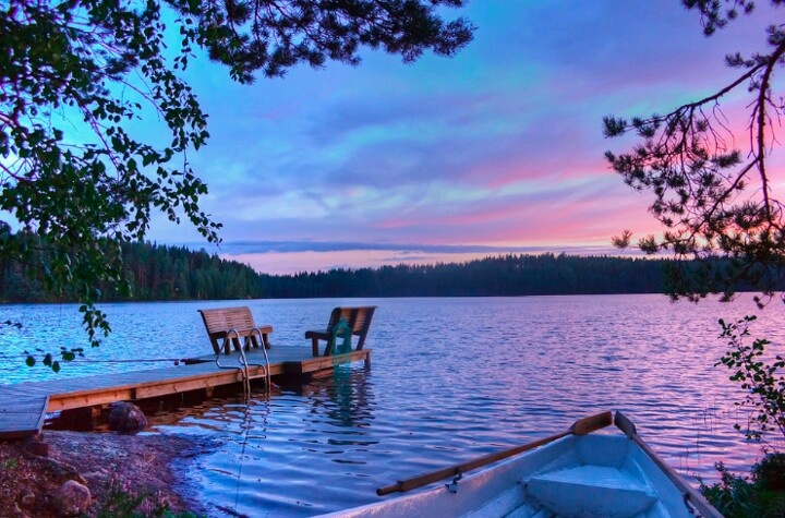 Sunset on a lake in Finland Beautiful places Pinterest