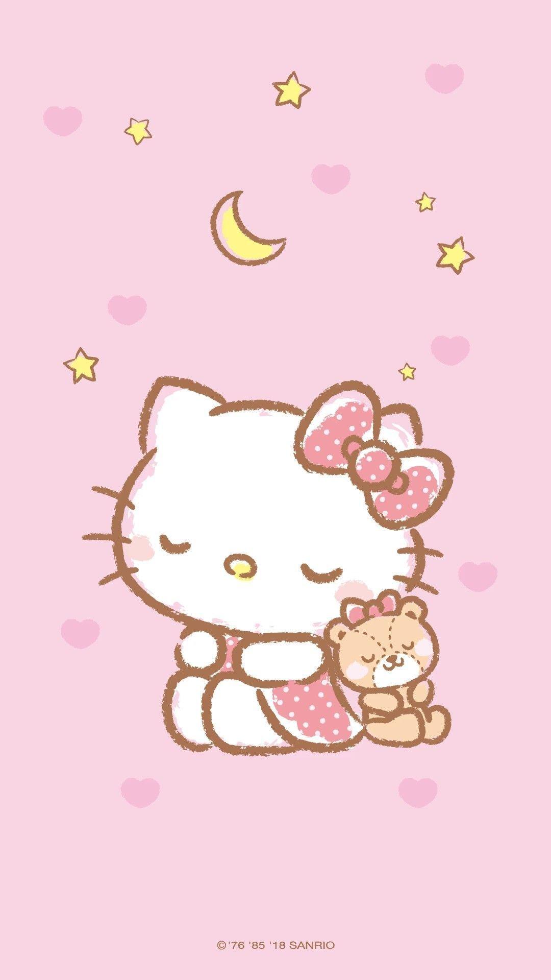 Cute Hello Kitty Pink Background Wallpaper Mobcup