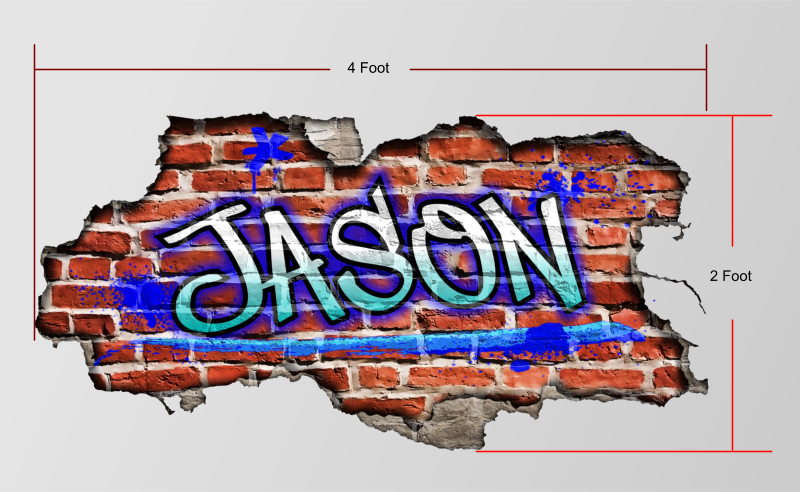 Custom Graffiti Name Personalized Brick Wall Art Bedroom Wallpaper