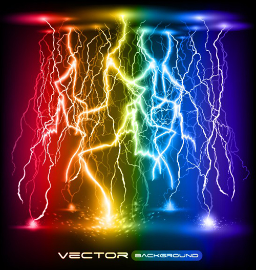 Of Lightning Flash Elements Background Vector