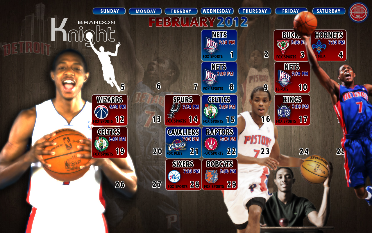Brandon Knight Detroit Pistons February Schedule Wallpaper