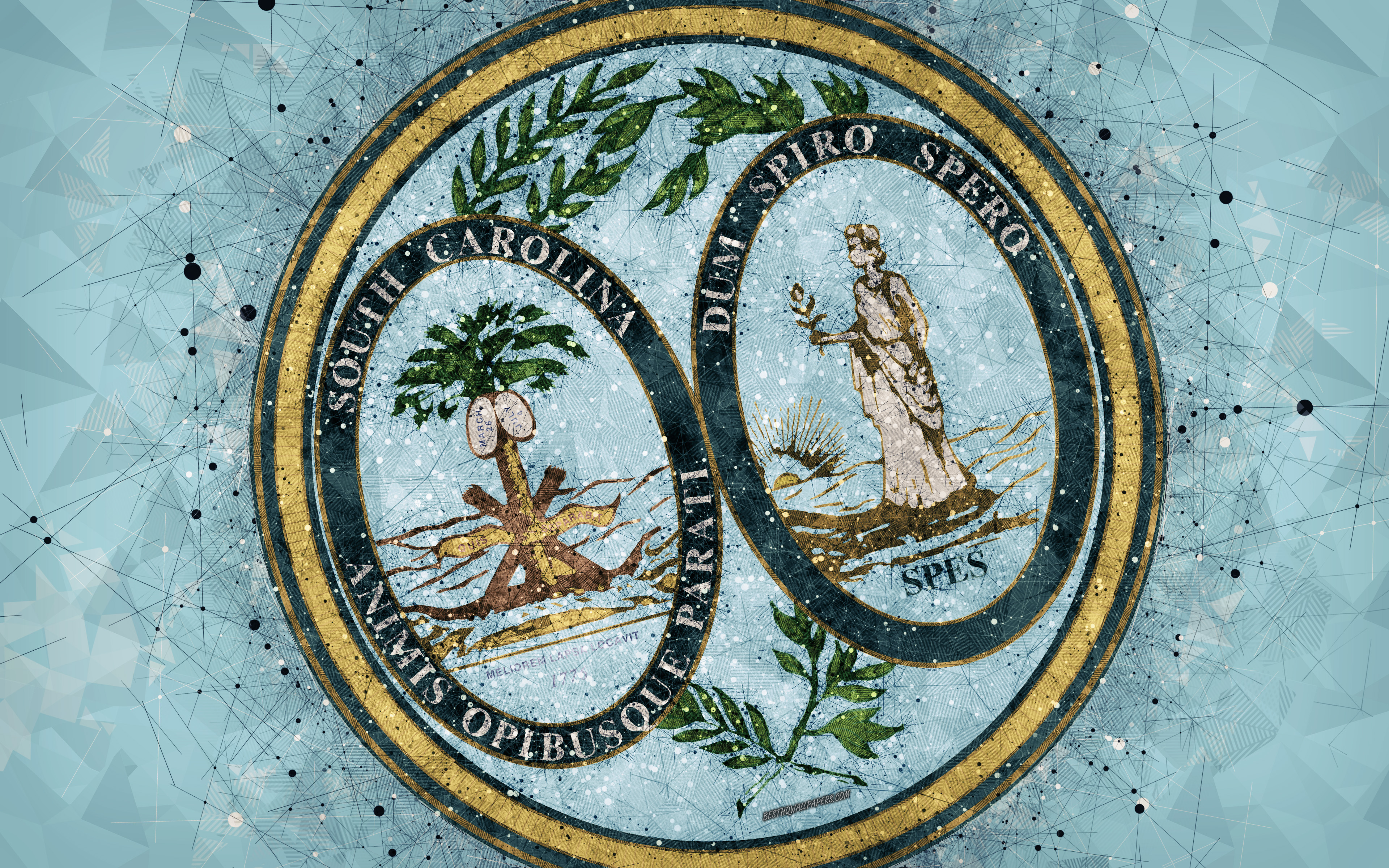 Wallpaper Seal Of South Carolina 4k Emblem Geometric