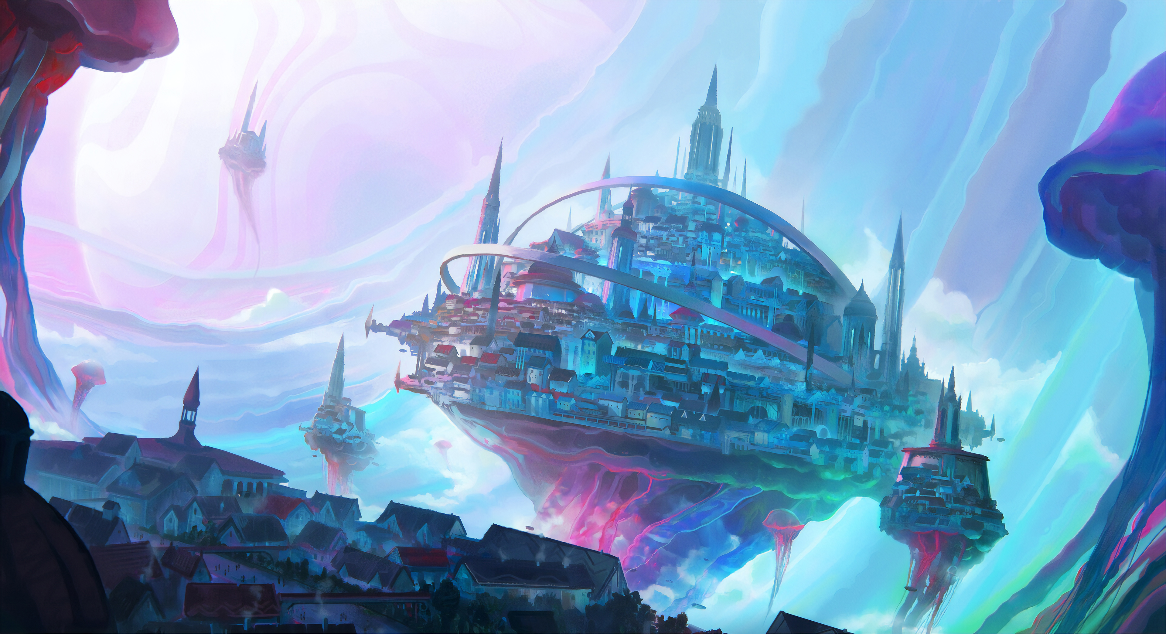 Fantasy City HD Wallpaper by Leon Tukker 3840x2088