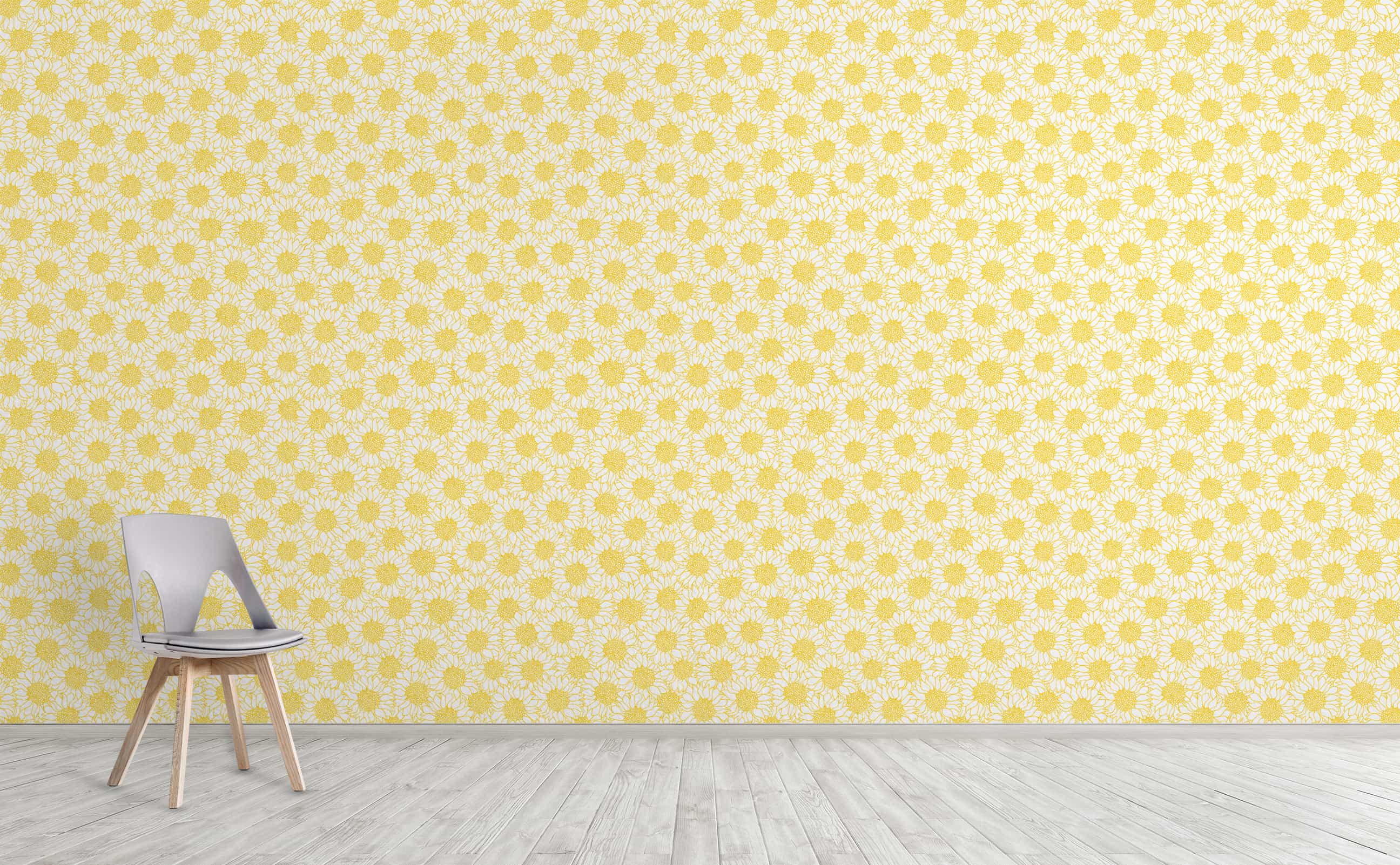 Cheerful Yellow Sunflower Sketch White Background Wallpaper For