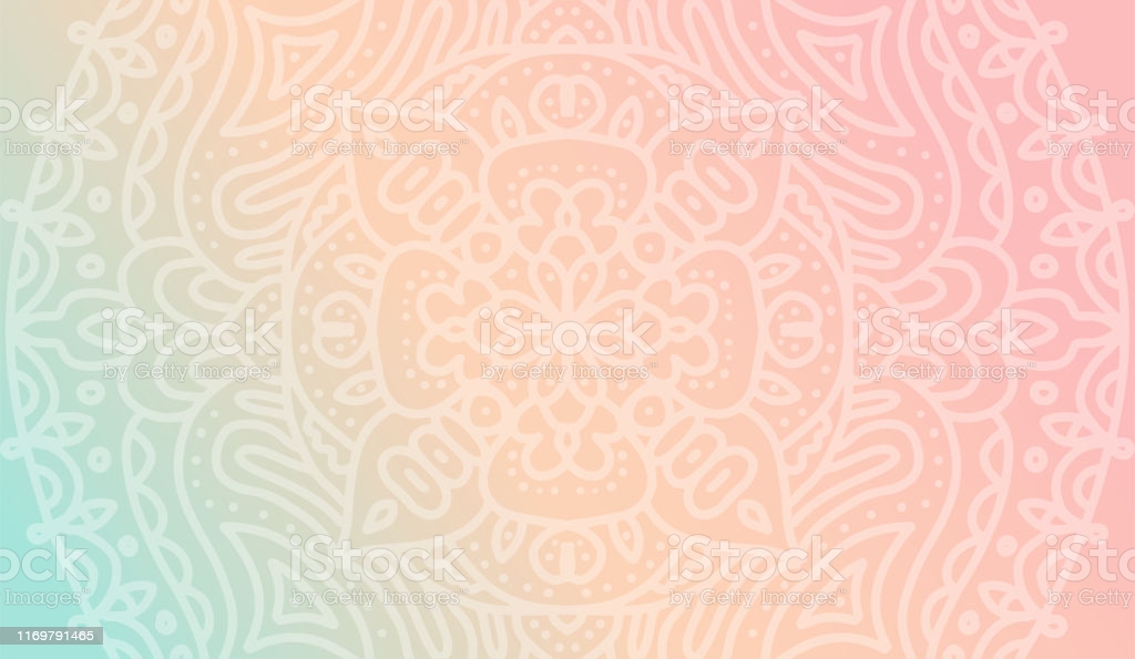 Dreamy Tender Gradient Wallpaper With Mandala Pattern Vector