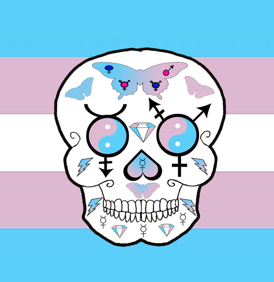 Transgender Pride Sugar Skull By Scorpionskissx