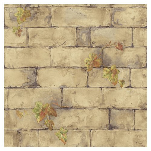 Allen Roth Beige Ivy And Brick Wallpaper Lw1340840