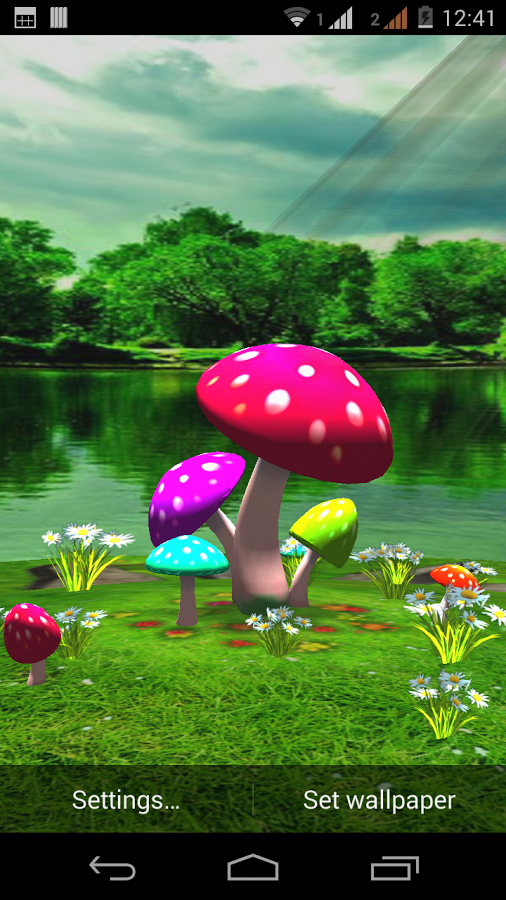 3d Mushroom Garden Wallpaper Screenshot