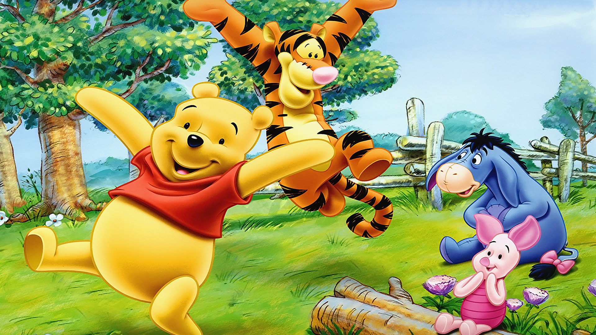Cartoon Tigger Piglet And Winnie The Pooh Happy