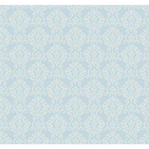 Waverly Cottage Misty Blue And Cloud White Luminary Wallpaper