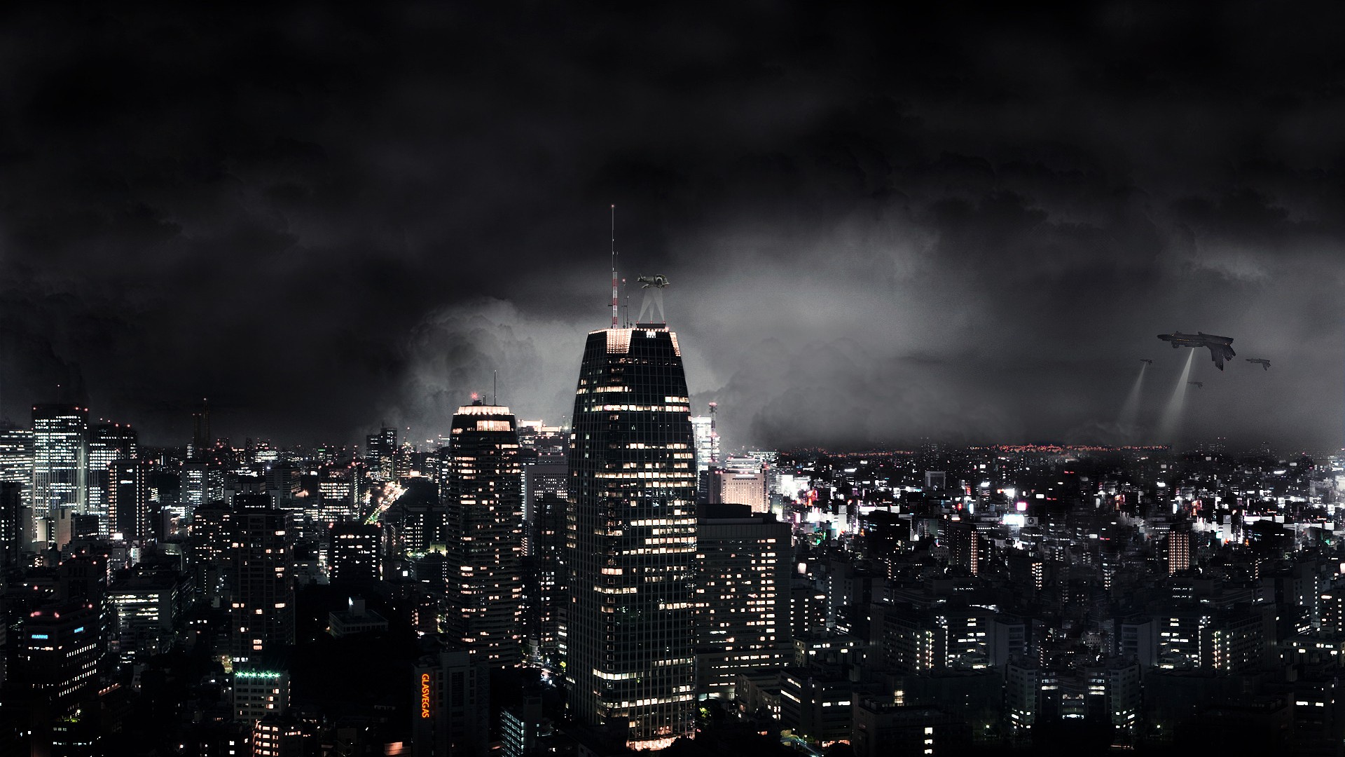 Dark City New York Skyscrapers High Quality Wallpaper