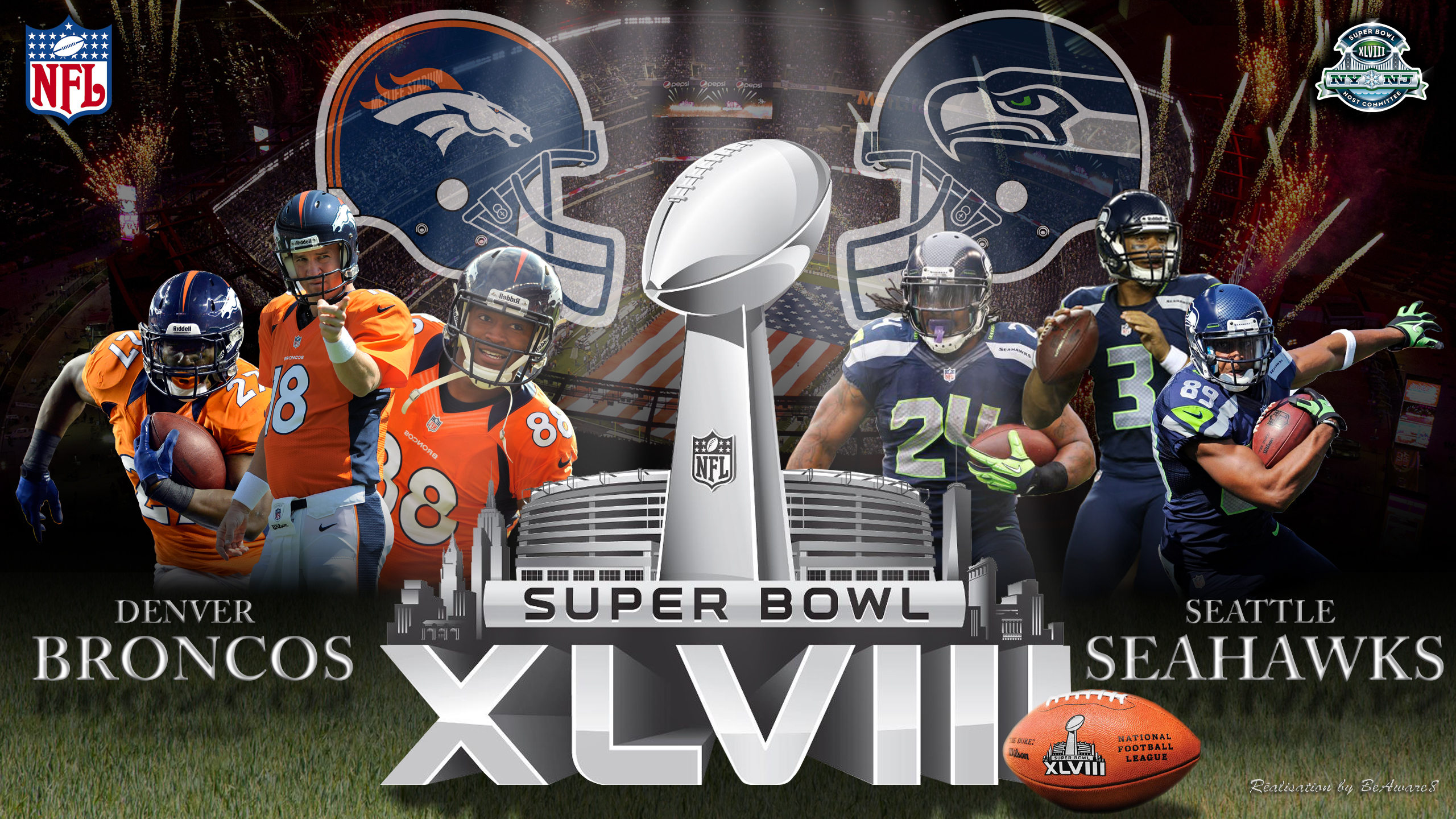 Super Bowl XLVIII Denver Broncos Vs Seattle Seahaw by BeAware8 on 2560x1440