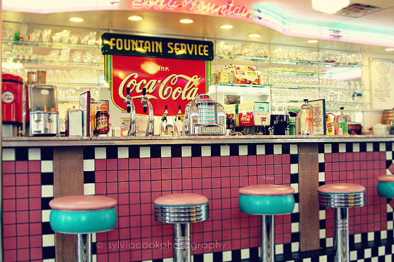 Retro Home Decor Diner Wall Art Soda Fountain Travel