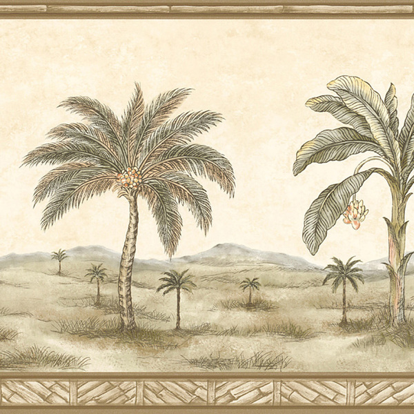 Brewster Olive Palm Tree Border Wallpaper Overstock