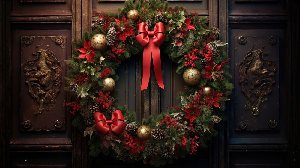 Christmas Wreath Wallpaper Plant Illuminated