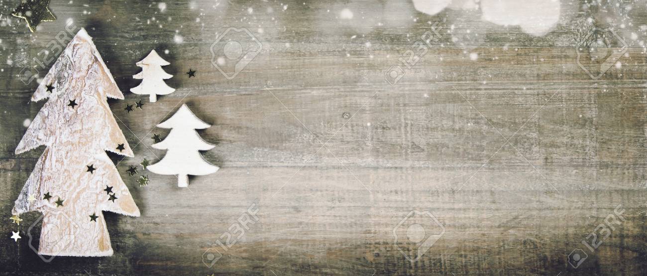 Rustic Wood Background For Christmas With Copy Space All