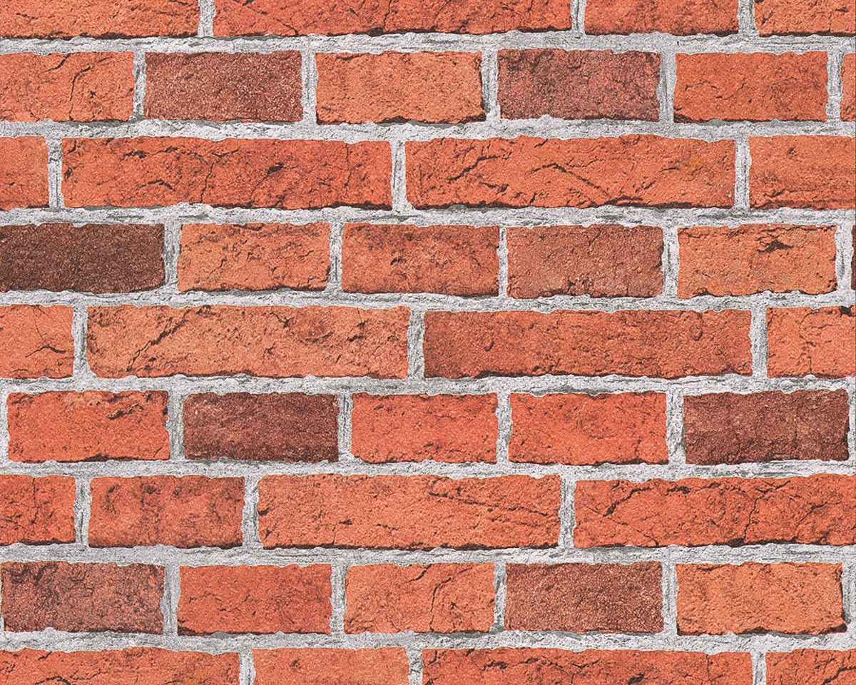 Wallpaper Brick Stonewall Red Orange