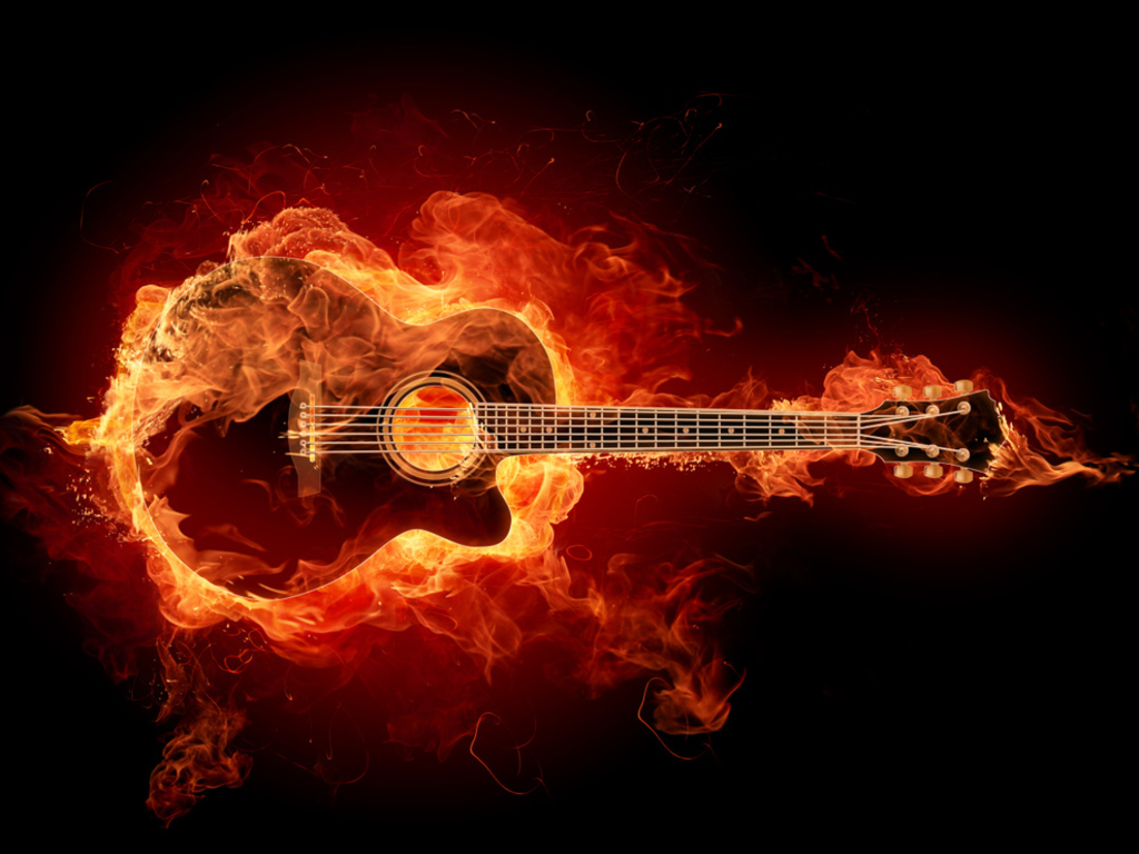 Flaming Guitar Wallpaper V7zkr Picture