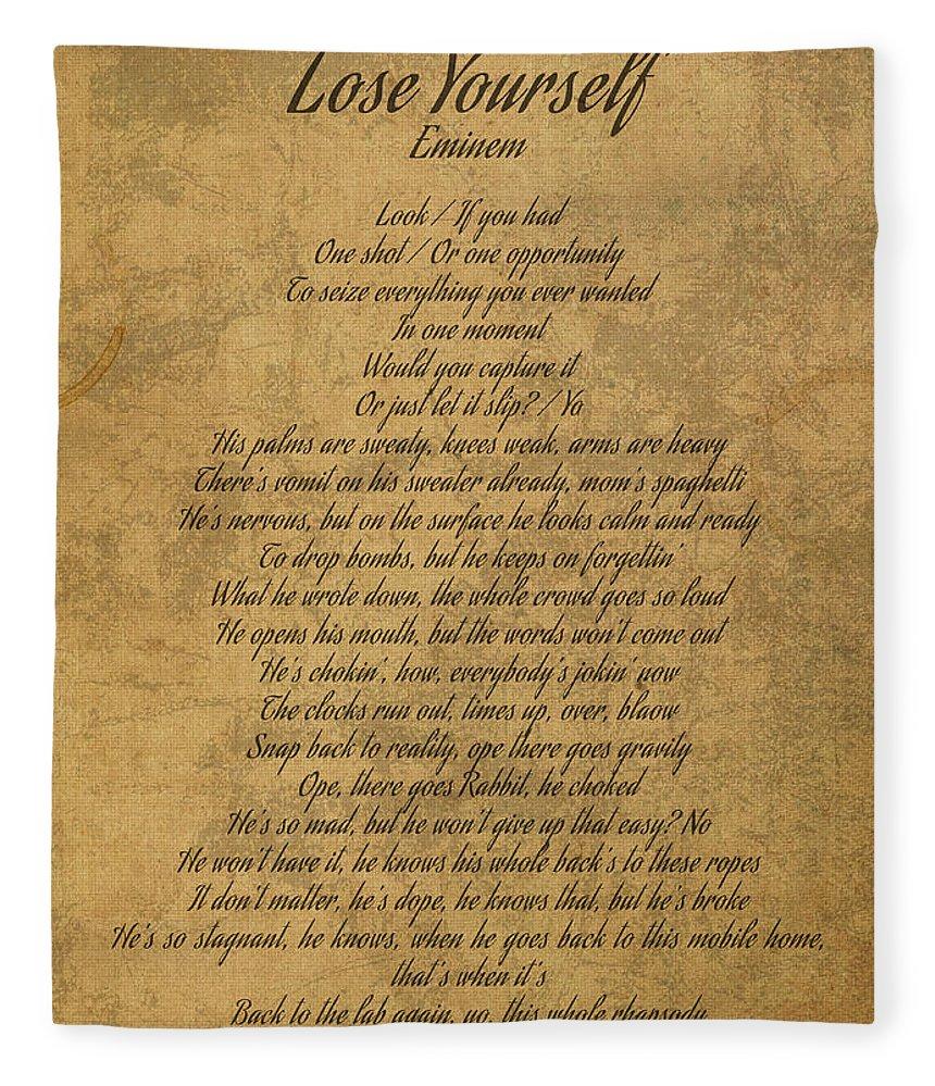 Lose Yourself By Eminem Vintage Song Lyrics On Parchment Fleece