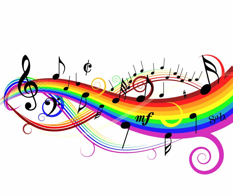 Colorful Music Notes Symbols Background Vector