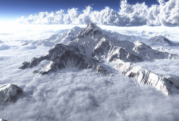Wallpaper 3d Mountains Clouds Snow Graphics