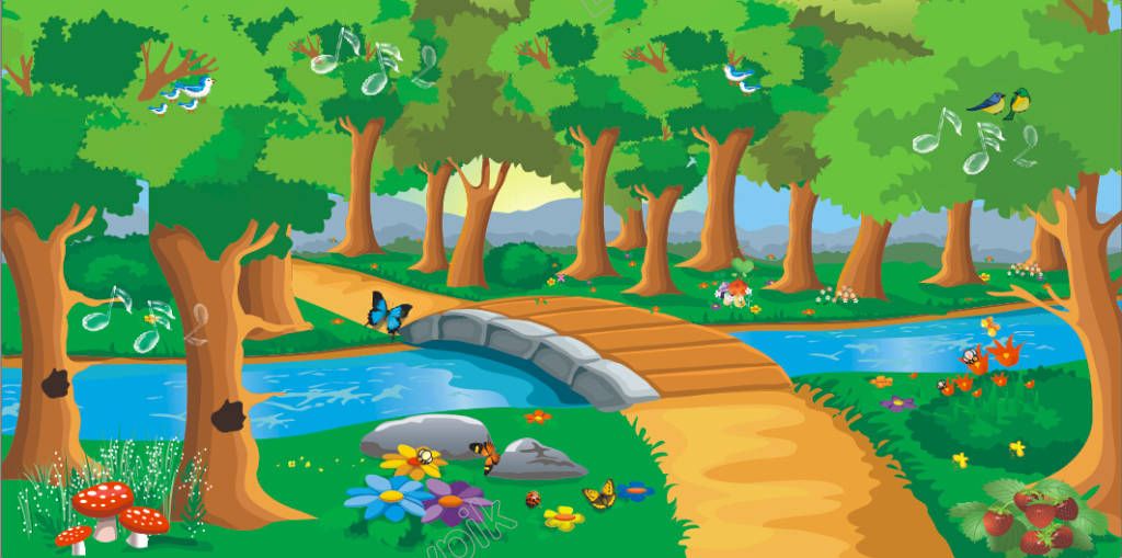 Cartoons Background Forests Meadows Background Vector Cartoon