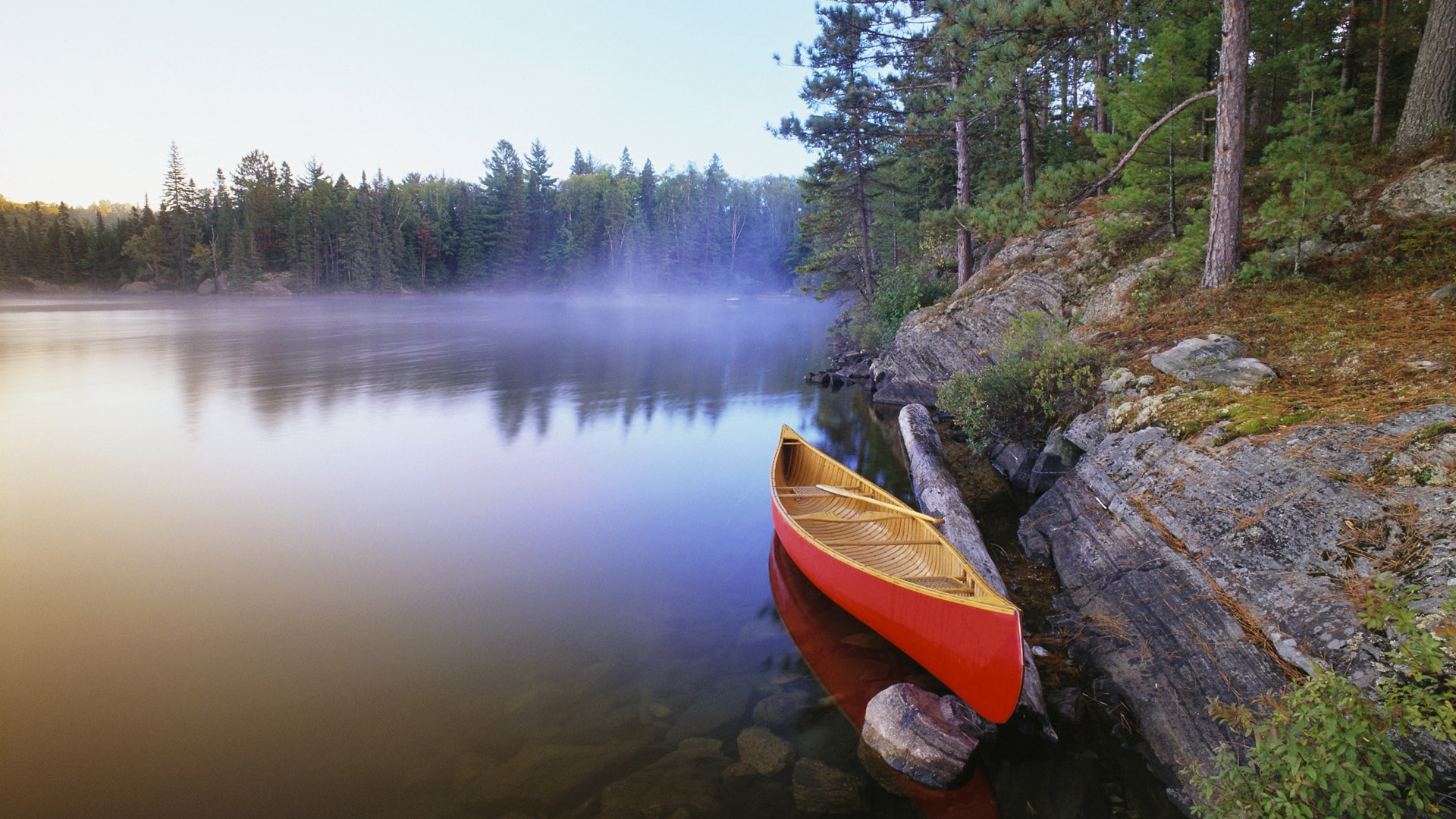 Canoe On Piree Lake Wallpaper Full HD
