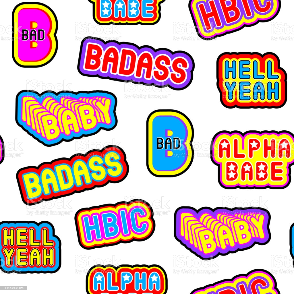 Free Download Seamless Pattern With Colorful Patches Stickers With Slang Words 1024x1024 For 