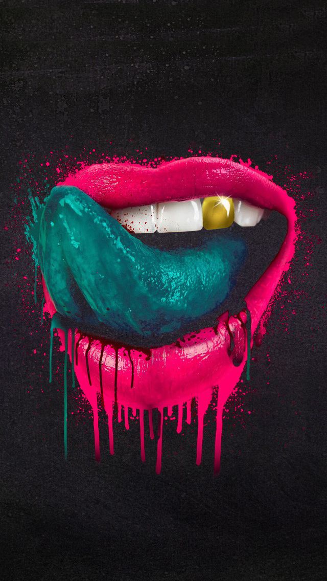 Red Lips And Green Tongue iPhone 5s Wallpaper