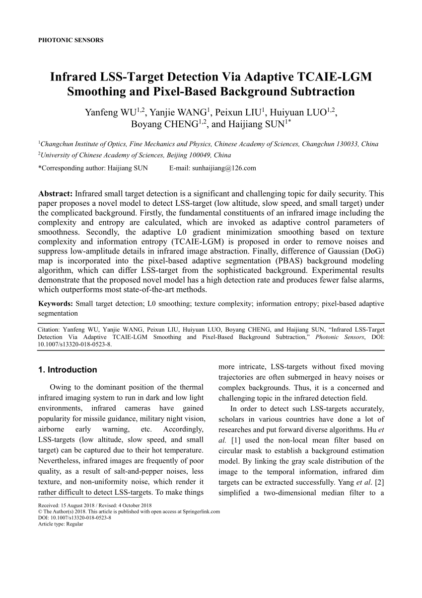 Pdf Infrared Lss Target Detection Via Adaptive Tcaie Lgm