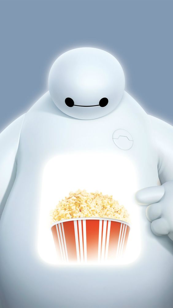 Big Hero Baymax Popcorn Projection iPhone Wallpaper