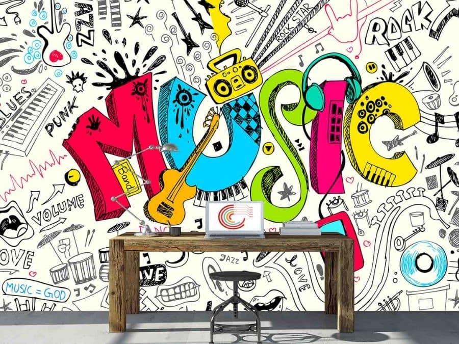 Musical Wall Mural Kids Music Wallpaper About Murals