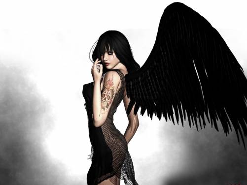 Angel Black Devil 3d Graphics Tear Desktop Wallpaper