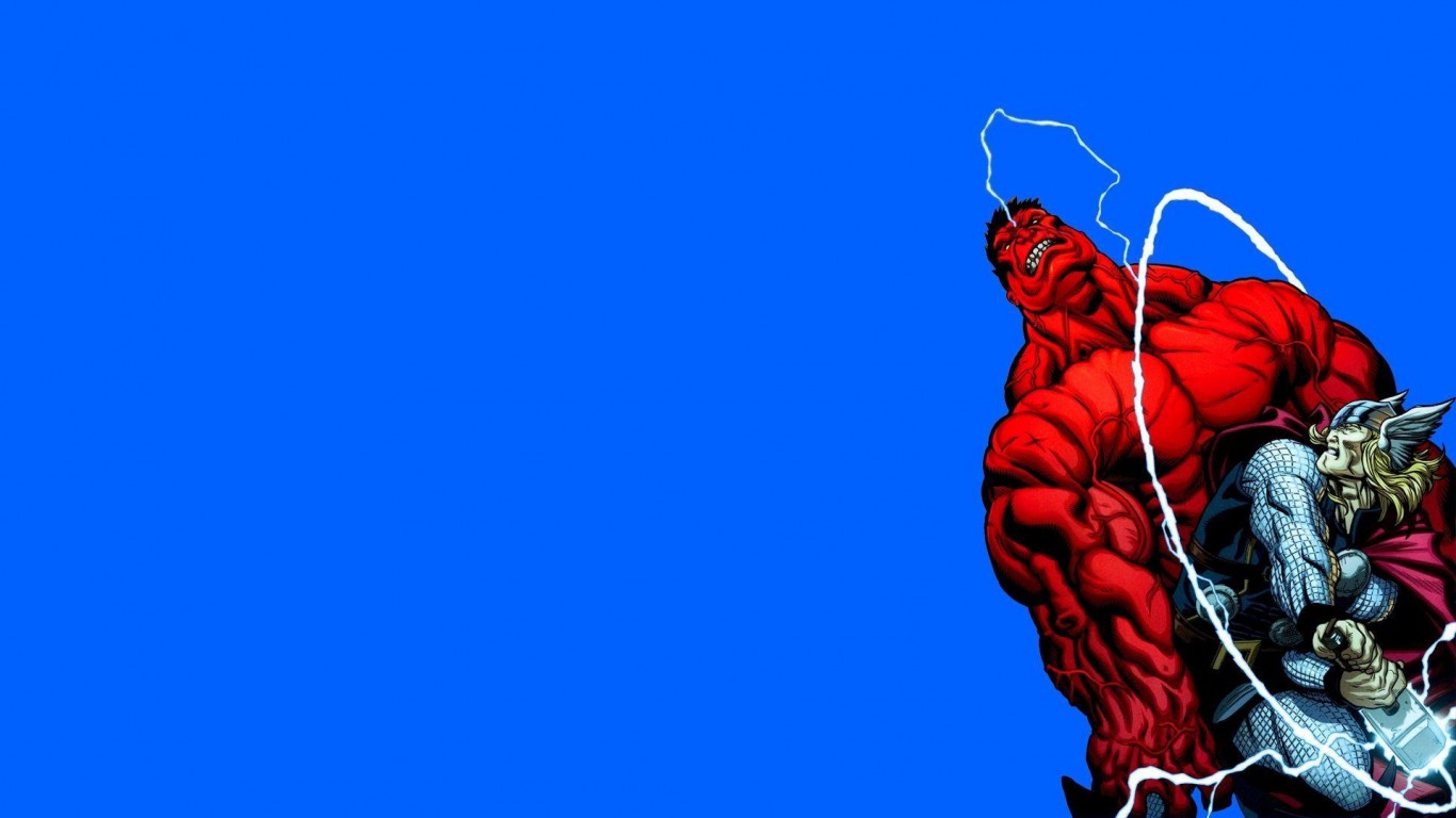 Red Hulk Fighting Thor HD Desktop Wallpaper Widescreen