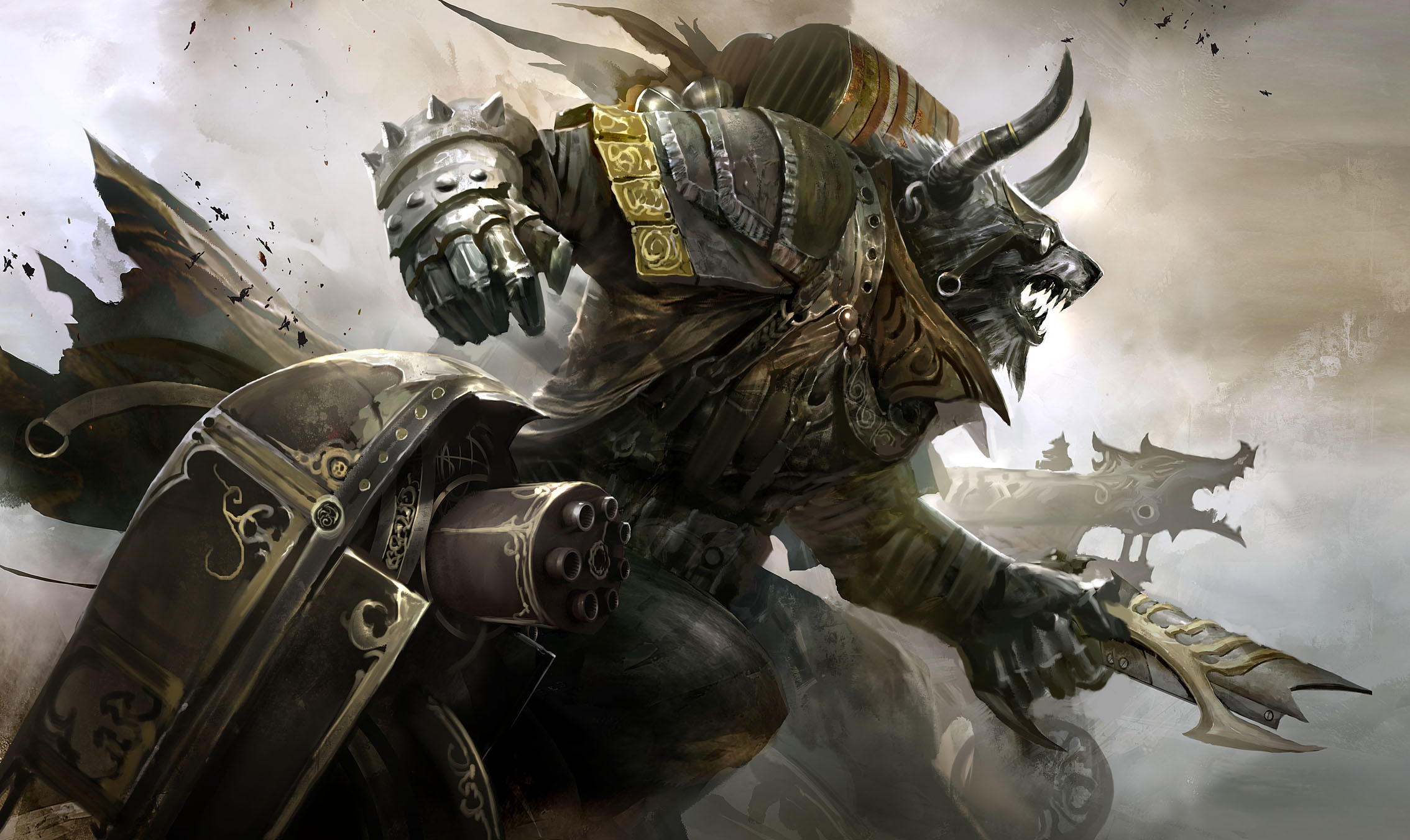 Guild Wars Engineer Illustration Fantasy Art Warrior Armor Weapons