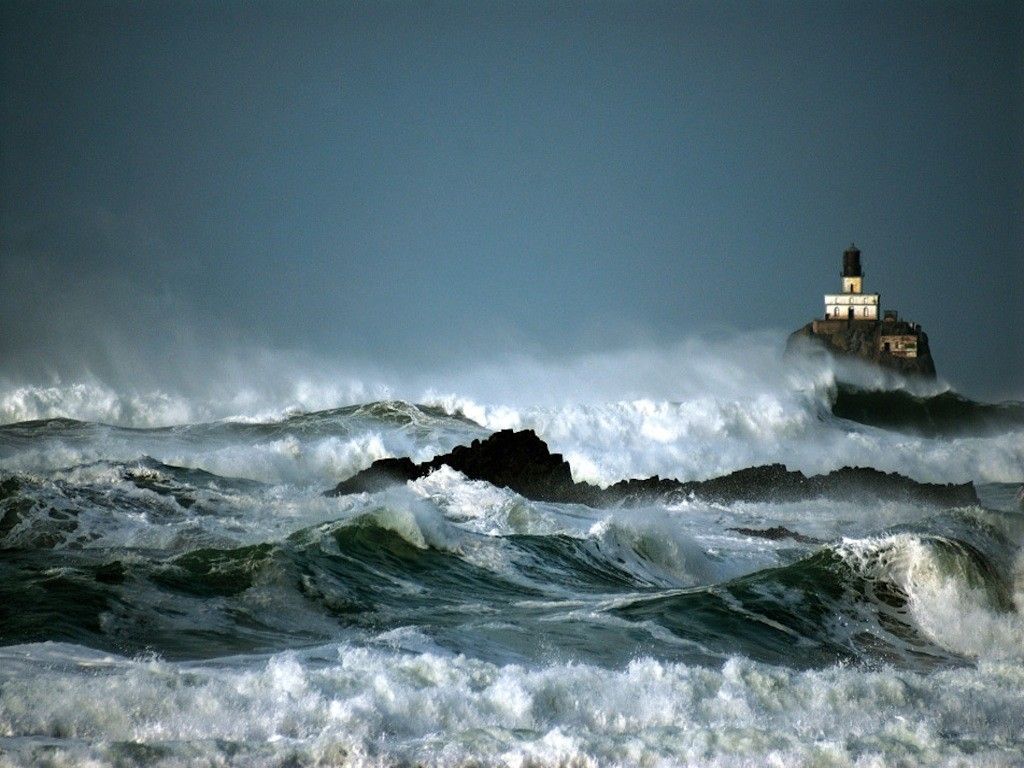 Lighthouses Tillamook Lighthouse Oregon Coast Ocean Storm Waves