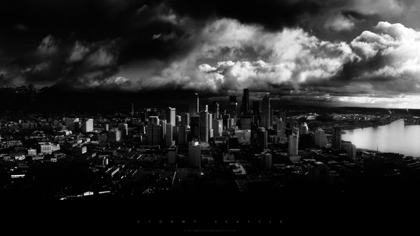 Black And White Cityscapes Seattle Wallpaper