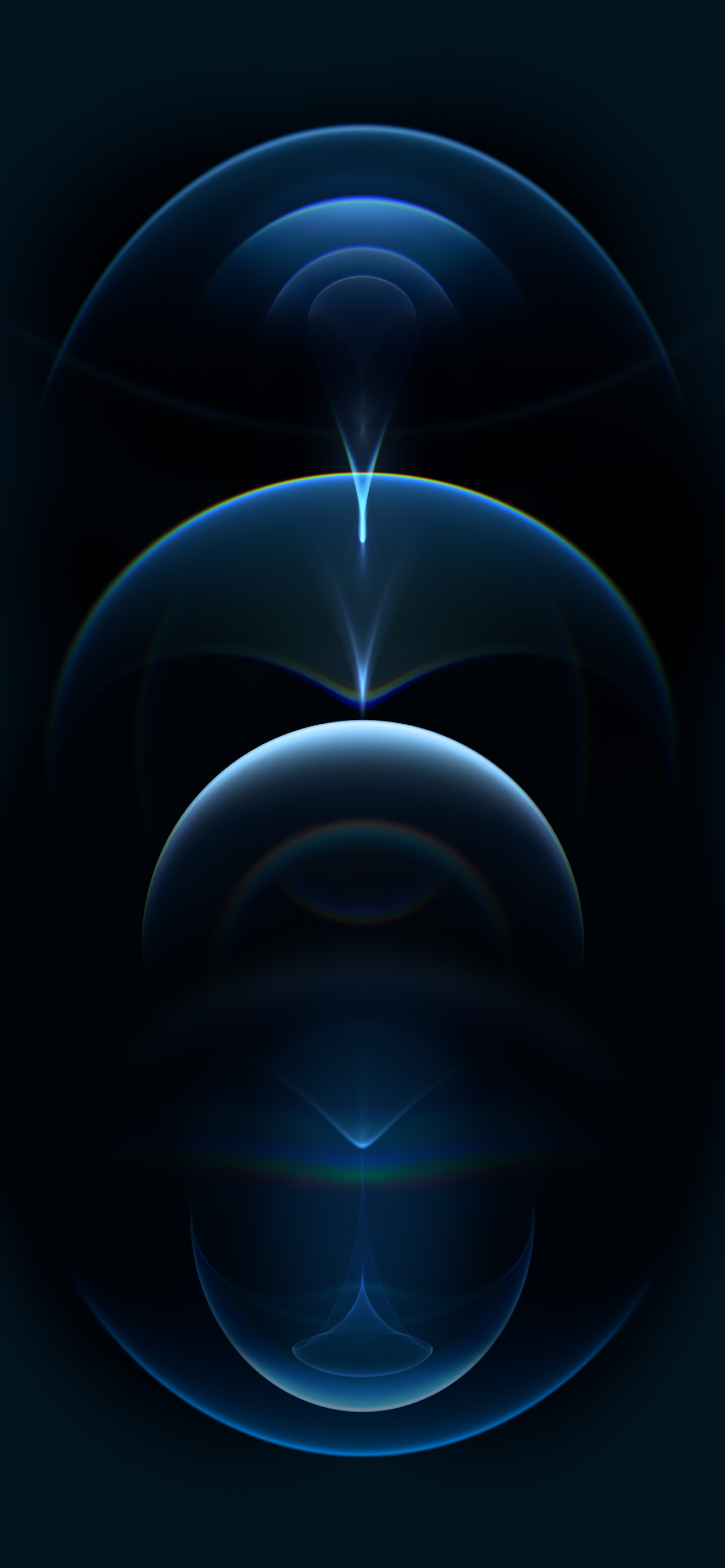 Abstract blue light waves on a dark background, resembling an iPhone Pro 4k wallpaper