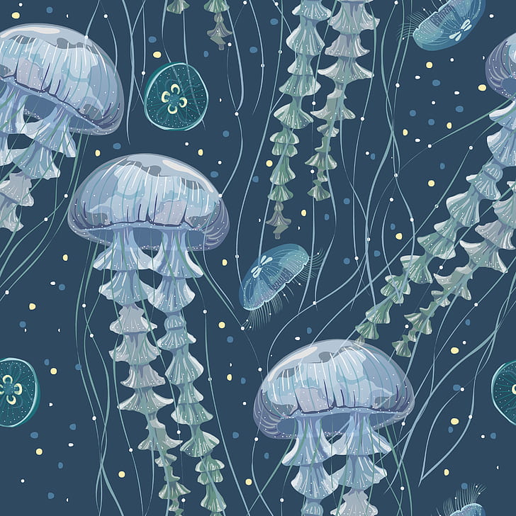 HD Wallpaper Jellyfish Art Underwater World Tentacles Algae