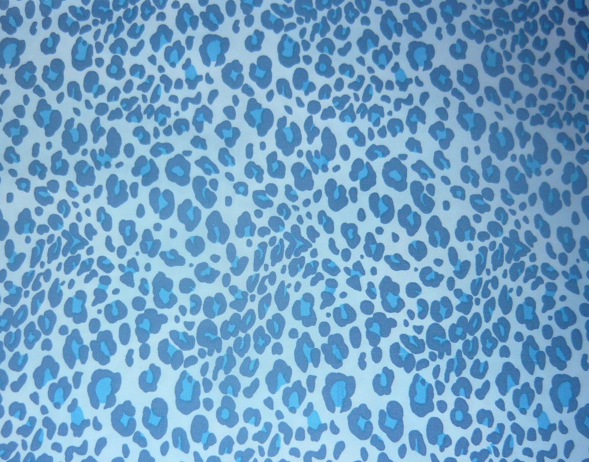 Cotton Fabric Blue Leopard Print 1 yard by auntannsbasement