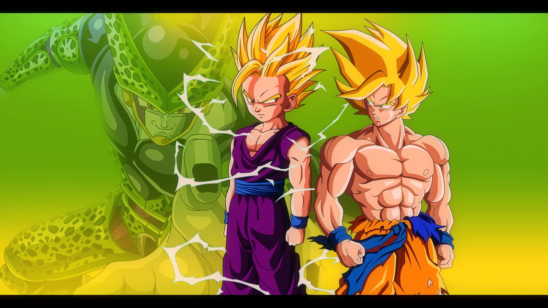Goku And Gohan Vs Cell Dbz Wallpaper By Oirigns On