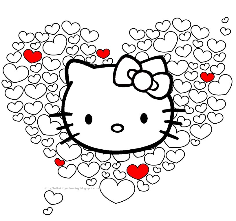 Hello Kitty Valentine Hearts Print And Color