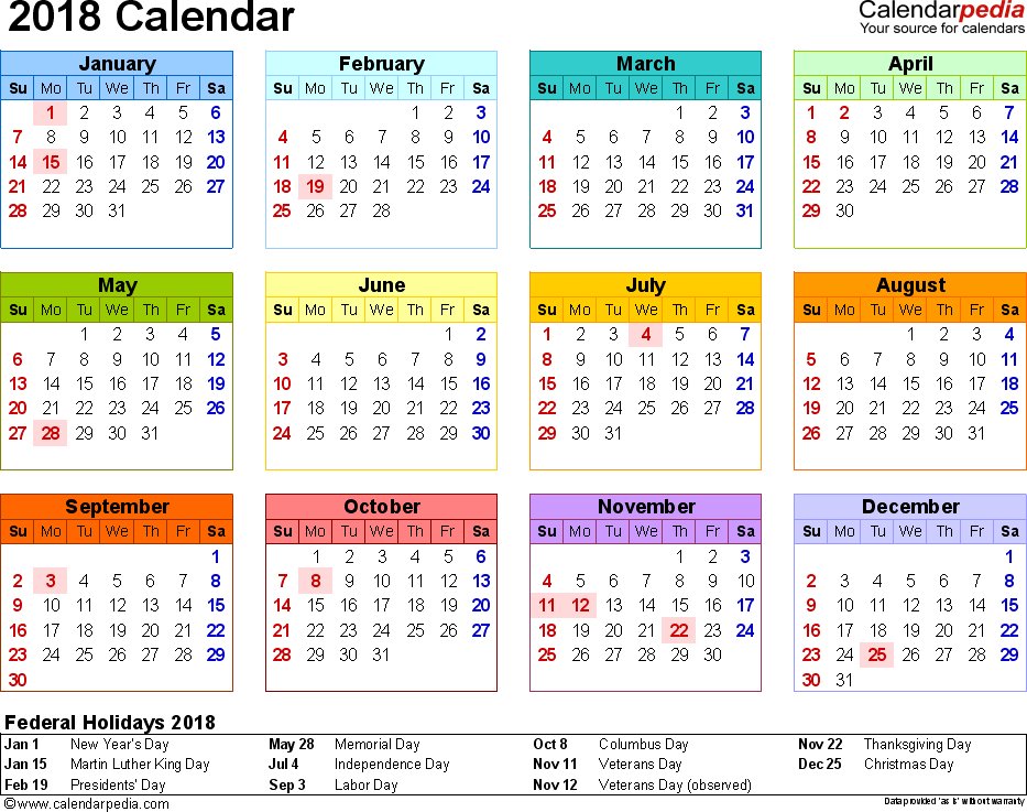Year 2018 Calendar Work Wallpaper