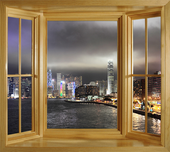 Wim74 Hong Kong Skyline Light Show Window Scene Wall Mural