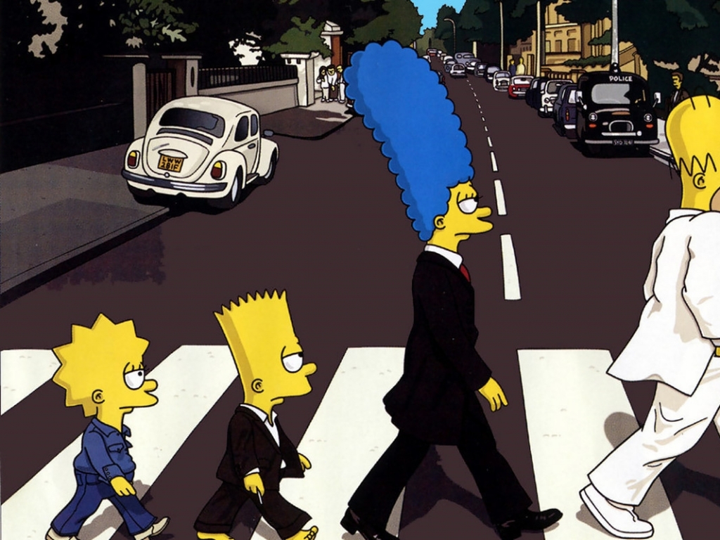 Cartoons Abbey Road Parody The Simpsons Beatles Wallpaper